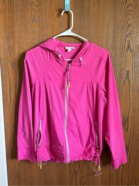 Tribal Bright Pink Hooded Zip Utility Jacket - Women